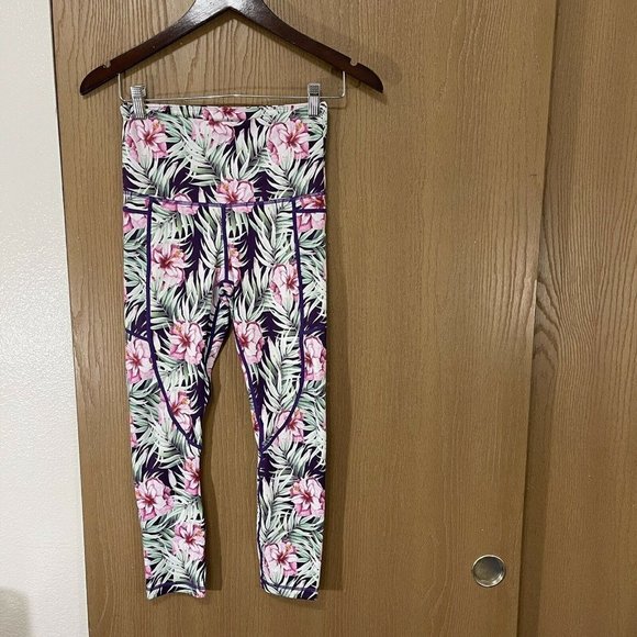 Zyia Active Women's Size S Light n Tight Hi-Rise Crop Leggings Paradise Floral - Picture 2 of 7